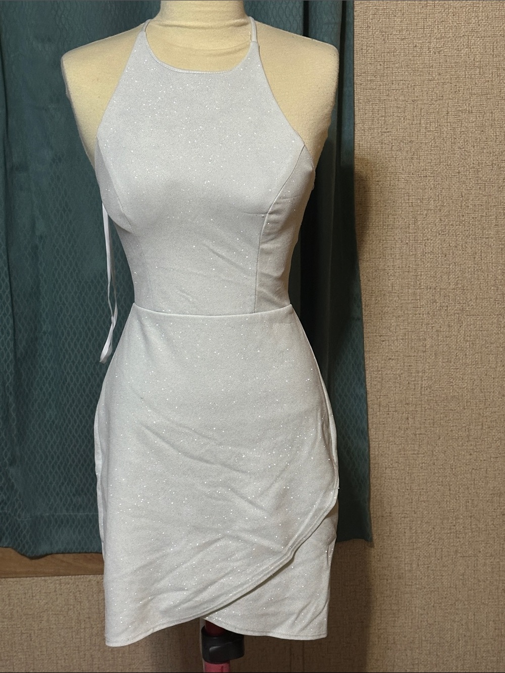 B Darlin  Sparkle Halter Mini Dress